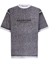 Balenciaga - Heathered-Effect Jersey Regular Fit T-Shirt - Lyst