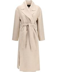 Fabiana Filippi - Belted Double Wool Coat Casha' Merino Ovis Aries - Lyst