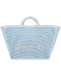 Marni - Pastel Light- Leather And Raffia Large Tropicalia Summer Handbag - Lyst