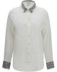 McQueen - Floral Lace Detail Shirt Silk - Lyst
