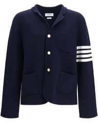 Thom Browne - Single-Breasted Wool Jacket With Four-Bar Sleeve Detail Coat - Lyst