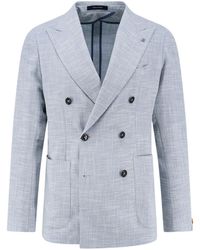 Tagliatore - Double-Breasted Virgin Wool, Silk And Cotton Blazer - Lyst
