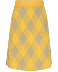 Burberry - Wool Skirt With Argyle Pattern - Lyst
