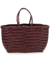 Dragon Diffusion - Triple Jump Bordeaux Handbag With Two Top Handles And Interwoven Design - Lyst