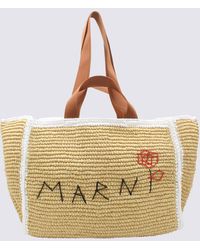 Marni - Natural And Raffia Tote Bag - Lyst