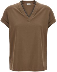 Brunello Cucinelli - Monile V-Neck Cotton T-Shirt - Lyst