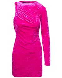 Versace - One-shoulder Velvet Short Dress - Lyst