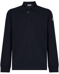 Moncler - Cotton Piqué Long-Sleeved Polo Shirt With Logo - Lyst