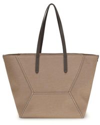 Brunello Cucinelli - Beige Cotton Shoulder Bag - Lyst