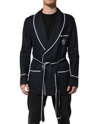 Dolce & Gabbana - Dark Dg Embroidery Jacket Robe Blazer Linen Clothing - Lyst