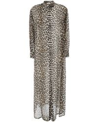 Jucca - Dress Animalier Print With Long Sleeves And Front Buttons Viscose - Lyst