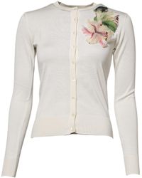 Dolce & Gabbana - Silk Lily Buttoned Cardigan Sweater - Lyst