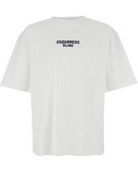 DSquared² - Crewneck T-Shirt With Logo Lettering On The Front - Lyst