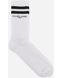 Philippe Model Ribbed Socks With Logo - White