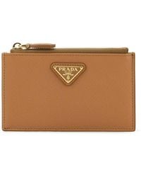 Prada - Sand Leather Card Holder - Lyst