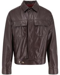 Brunello Cucinelli - Leather Jacket With Pockets - Lyst