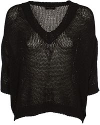 Roberto Collina - V-Neck Perforated Rib Trim Sweater - Lyst