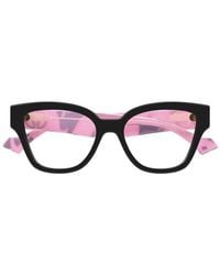 Gucci - Eyeglasses Cat Eye Full Rim, With Camouflage Havana Frame And Clear Demo Lenses Lens Gg1424O012 - Lyst