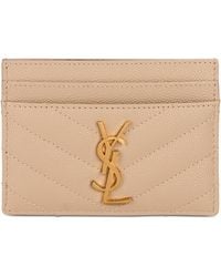 Saint Laurent - Card Holder Matelassé Leather Calf Skin Wallets & Purses - Lyst