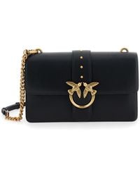 Pinko - 'Love One Classic' Crossbody Bag With Studded Strap And Love Birds Diamond Cut Plaque On The Front - Lyst