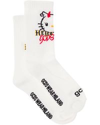 Gcds White Socks In Terry Cloth With Logo And Contrasting Details Woman Save 15% Womens Hosiery Gcds Hosiery 