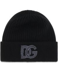 Dolce & Gabbana - Logo English Rib Knit Beanie Hats E Hairbands - Lyst