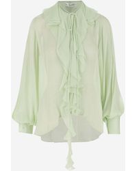 Victoria Beckham - Silk Shirt With Ruffles - Lyst