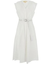 MICHAEL Michael Kors - Sleeveless Long Dress With V Neck And Adjustable Belt - Lyst