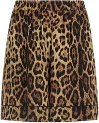 Dolce & Gabbana - Dolce & Gabbana Leopard-Print Silk Shorts - Lyst
