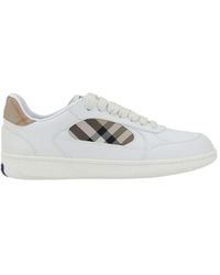 Burberry - White Calf Leather Bos Taurus Low Top Sneakers - Lyst