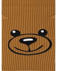 Moschino - Teddy Bear Embroidered Knitted Scarf - Lyst