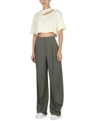 McQueen - Wide Leg Pants Wool Trousers - Lyst