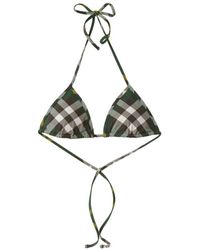 Burberry - Checked Halterneck Bikini Top - Lyst
