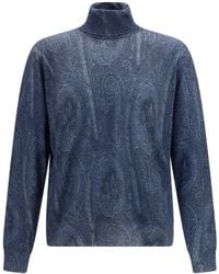 Etro - Printed Turtleneck Sweater Silk; Kashmir/Capra Hircus - Lyst