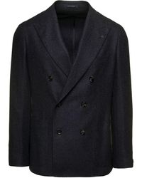 Tagliatore - Montecarlo Double-Breasted Jacket With Floral Detail - Lyst