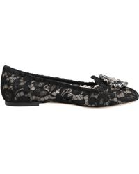 Dolce & Gabbana - Lace Flat Shoes Crystal - Lyst