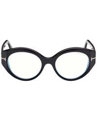 Tom Ford - Eyeglasses Round Full Rim, Shiny Frame And Clear--Light Block Lenses Lens Ft5950-B001 - Lyst
