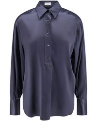 Brunello Cucinelli - Silk Shirt With Monili Detail - Lyst