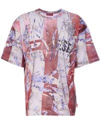 【送料&関税込】Diesel Logo Trompe Loeil Cracked Print T-shi Men's T-shirt with trompe l'oeil cracked print | Multicolor
