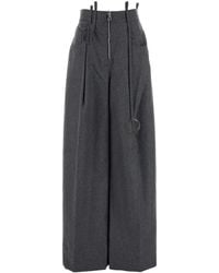 The Attico - Dark Grey Wool Blend Palazzo Pant - Lyst