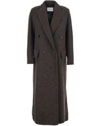 Max Mara - Double-Breasted Coat With Peak Revers Virgin Wool - Lyst