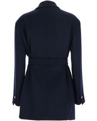 Tela - Nomade Double-Breasted Jacket With Peak Revers And Belt - Lyst