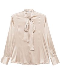 Mazzarelli - Silk Pussy-Bow Blouse Shirt - Lyst