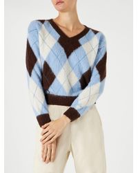 Mc2 Saint Barth - Cropped Sweater With Argyle Pattern - Lyst