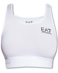 EA7 - Logo Printed Square Neck Sports Bra - Lyst