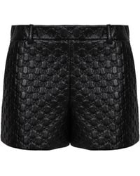 Gucci - Leather High-Waist Embossed Shorts - Lyst