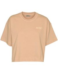 Autry - Logo Embossed Crop T-shirt - Lyst