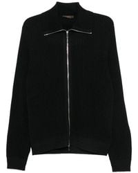 Zanone - Ribbed Knit Virgin Wool Zip-Up Cardigan Sweater - Lyst