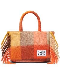 Mc2 Saint Barth - Colette Handbag With Check And Fringes - Lyst