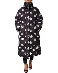 Dolce & Gabbana - Dg Mania Puffer Quilted Long Coat Jacket Polyester Clothing - Lyst